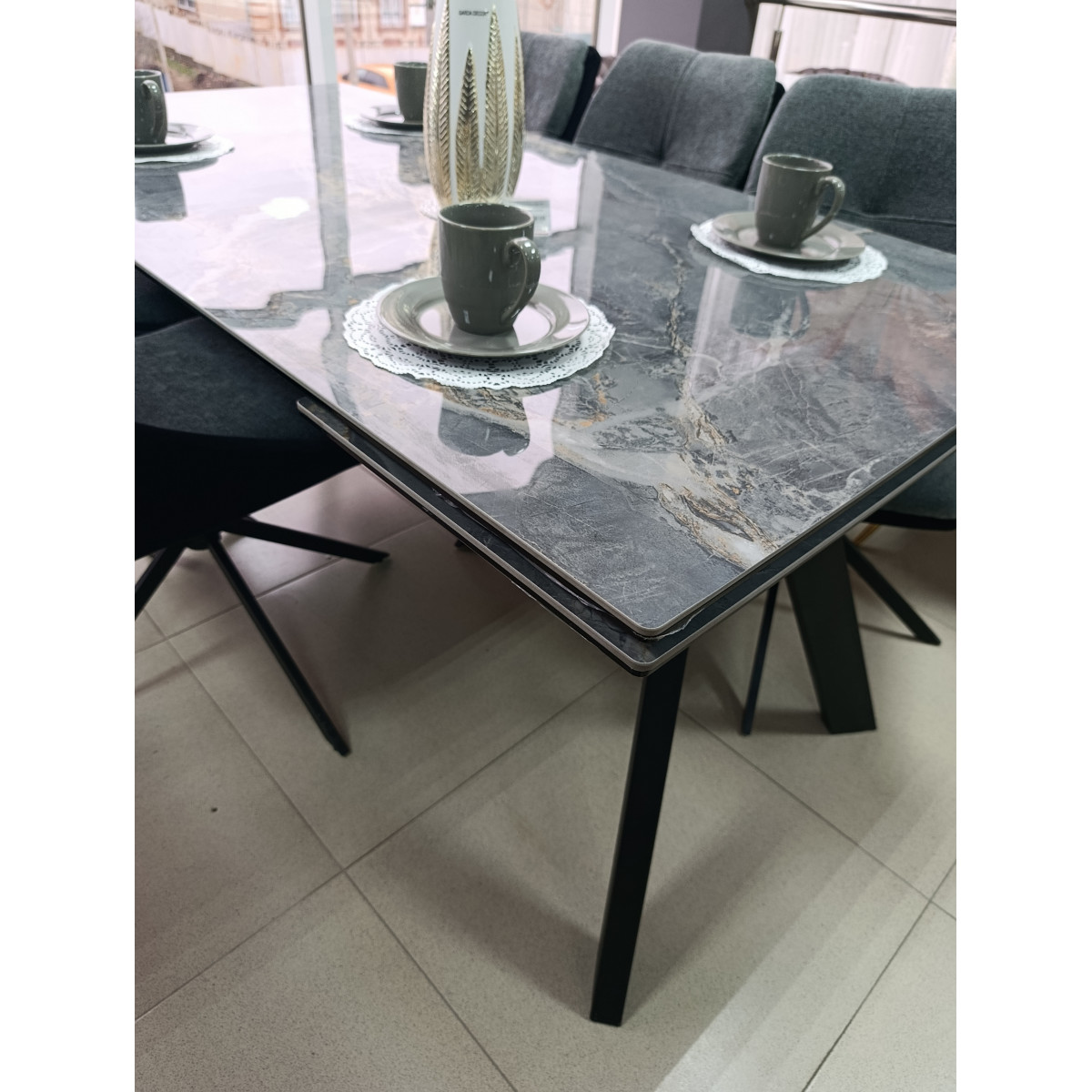 Стол Атлант-П R10 180/260*90 керамика 1категория опора 12 муар черный