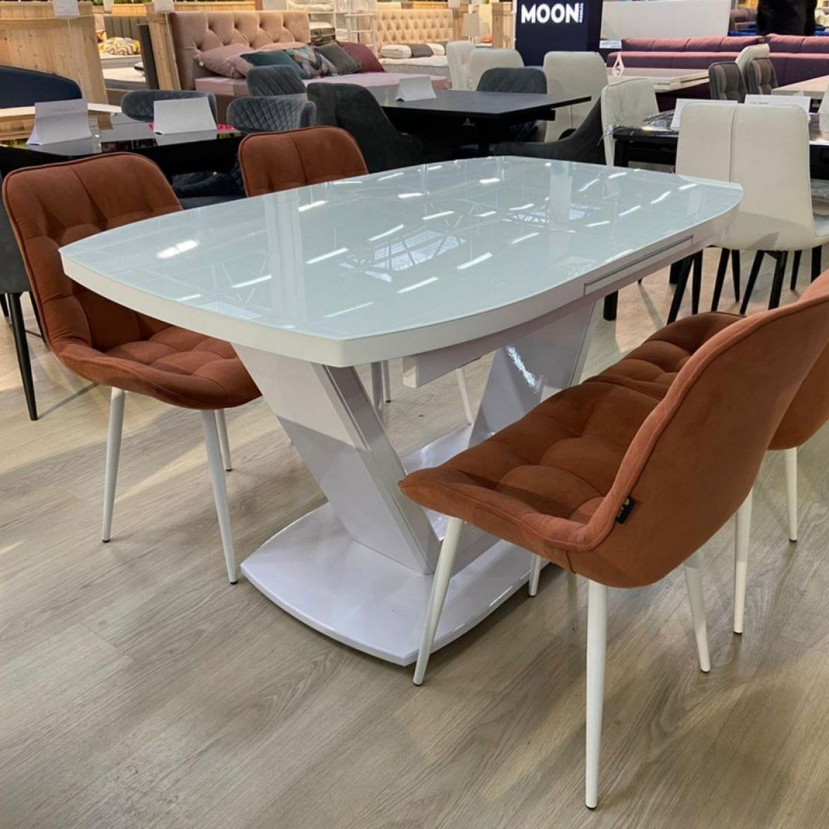 Стол Дионис 160/200*90 керамика 1 категория муар белый