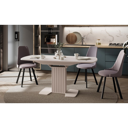 Стол обеденный ХИЛТОН тип-2(Кашемир/Стекло матовое кашемир)