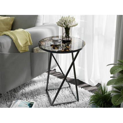 Стол со стеклянной поверхностью ДП 1-03-05 исп.2 (Черный/Стекло с рисунком Coffe)