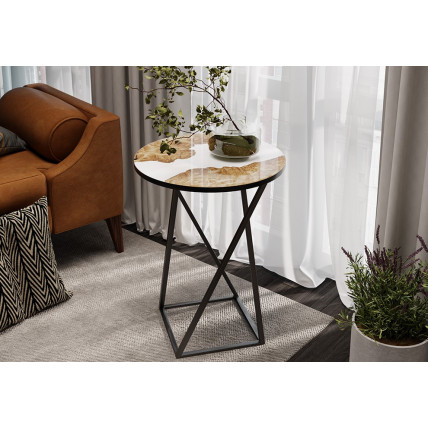 Стол со стеклянной поверхностью ДП 1-03-05 исп.2 (Черный/Стекло с рисунком Слэб черный)