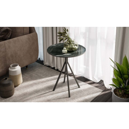 Стол журнальный ДП 1-04-14 (Черный/Стекло Камень №12)