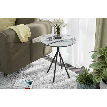 Стол журнальный ДП 1-04-14 (Черный/Стекло Мрамор белый)